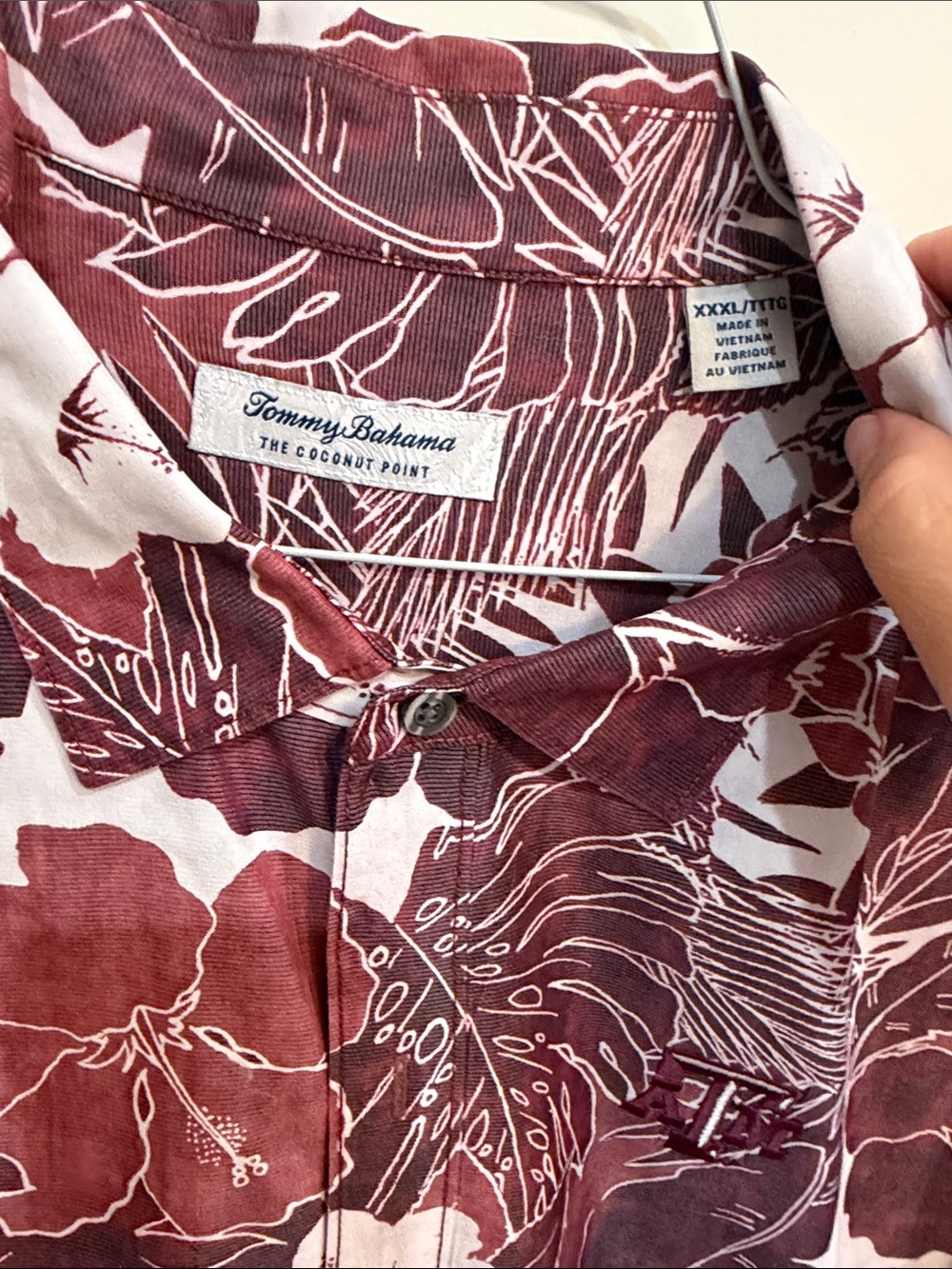 Tommy Bahama Texas A&M Burgundy and White Floral Camp Shirt